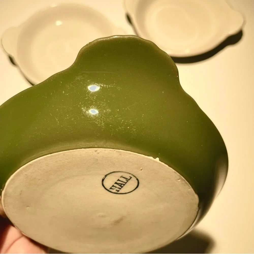 Vtg Hall Green White 6